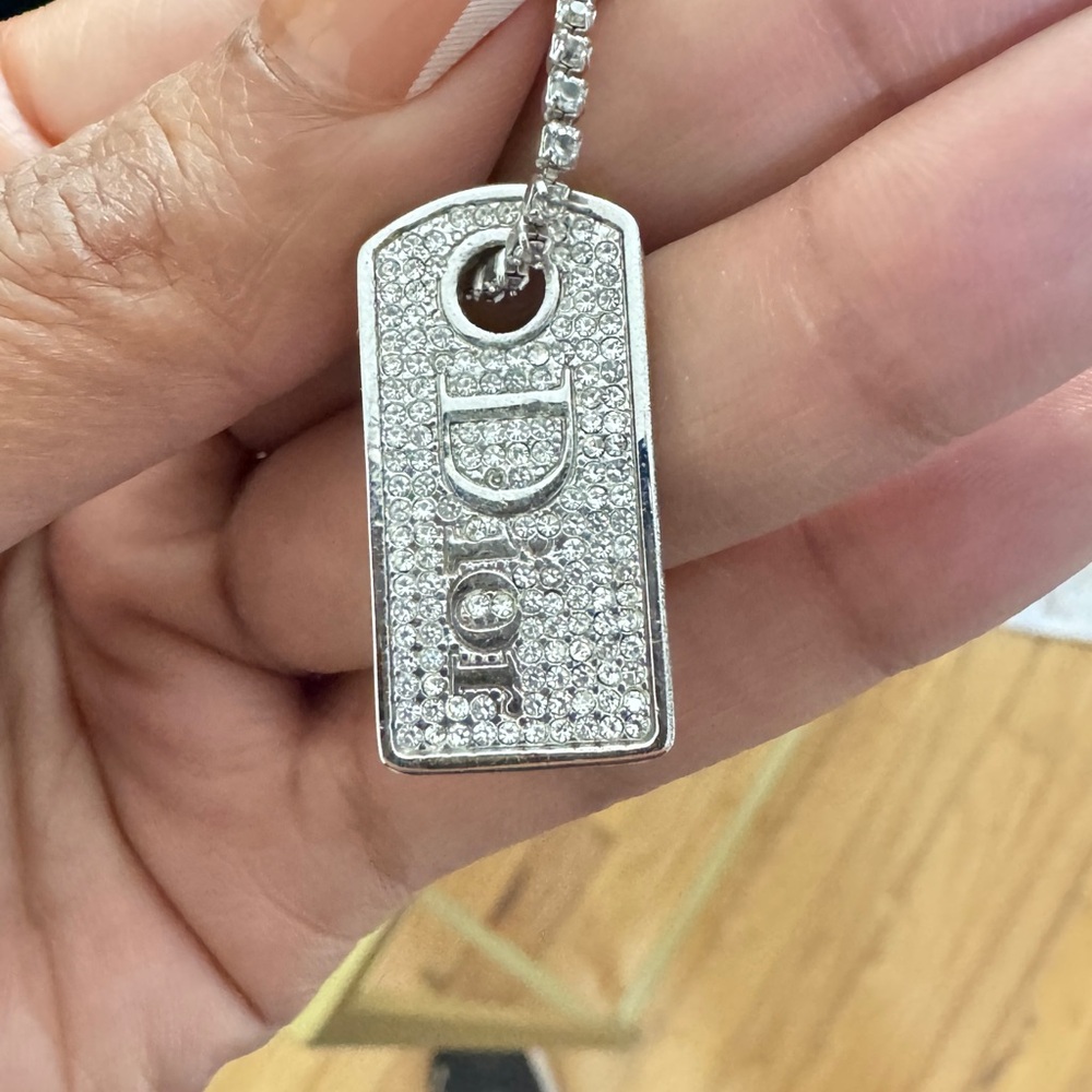 Christian Dior Crystal Dog tag Necklace - Picture 6 of 10